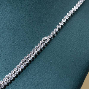 สร้อยคอโรแมนติกเพชรทรงกลมเจียระไนจากห้องปฏิบัติการ Messi Jewelry MSN-999 ทองคำขาว 9K - Product Image 3