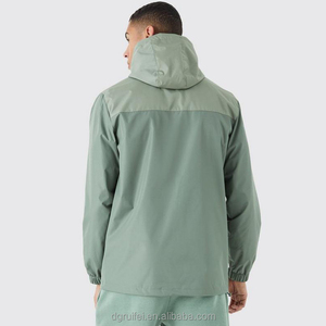 Manufacturer Custom Logo Sports Gym Trucker Anorak Colour Block Hooded Zip Through Rain <strong>Cagoule</strong> Running Windbreaker Jacket <strong>Men</strong> - Product Image 3
