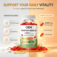 Suplemen Diet Minyak Biji Labu OEM Private Label Softgels 120 Kapsul 3000 mg dengan Saw Palmetto Cold Pressed