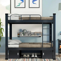 Lit superposé en métal avec armoire et bureau pour dortoir étudiant et chambre d'adolescent