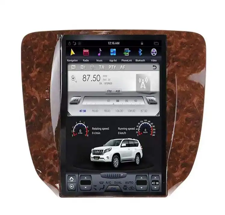 เครื่องเล่นมัลติมีเดีย GPS สำหรับรถยนต์,2 + 32G Tesla Style Android PX6วิทยุสำหรับ GMC Yukon Chevrolet Tahoe Silverado Shavrola 2007-2012