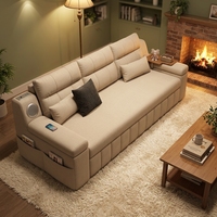 Canapé-lit pliant en tissu beige confortable - Canapé-lit multifonctionnel pour un salon chaleureux et une décoration de petits espaces