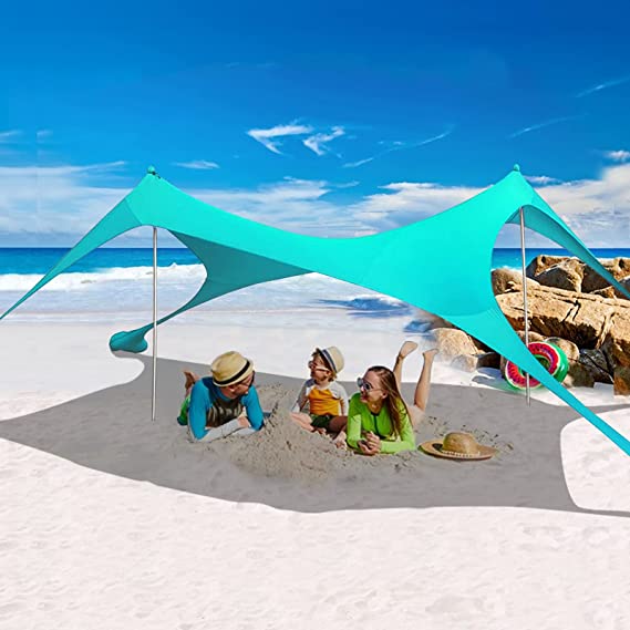 Beach Sun Shade Lều Cắm Trại Di Động Mái Che Nhẹ Mái Che Nắng Với Sandbag Neo