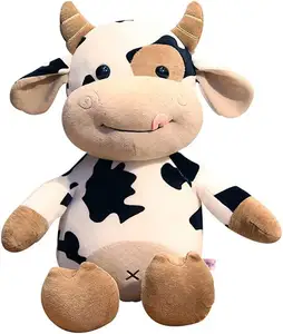 Milk Cow Plush Animal Toy Stuffed Bib Milk Cows Pink White Brown Farm Animal Baby Toddler Sleeping Friend Customer design