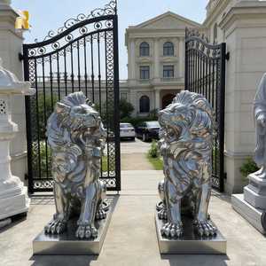 Statua di Leone in Acciaio Inossidabile Grande e Moderna per Esterni RELONG, Scultura Animale in Metallo in Vendita - Product Image 3