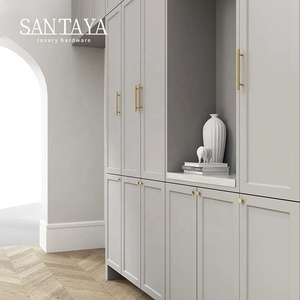 Gagang Kabinet Dapur Santaya Solid Brushed Brass, Kenop Laci Lemari Kamar Tidur, dan Gagang Kulkas Furnitur - Product Image 3