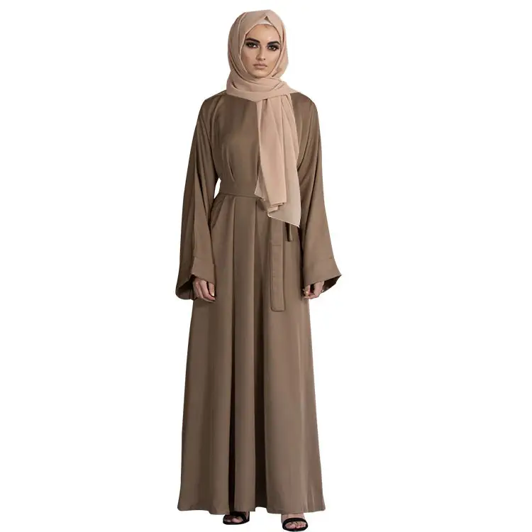 दुबई तुर्की अरब ओमान महिलाओं के लिए सुरुचिपूर्ण शिफॉन किमोनो मुस्लिम ठोस रंग 3 परतें खुले इस्लामी कपड़े मुस्लिम कपड़े अबाया