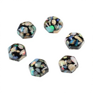 Cabujón Hexagonal Plano de 12 mm, Ópalo Etíope Negro Natural de Alta Calidad, Cuarzo Suelto, Certificado por Terceros, Joyería de Alta Gama - Product Image 1