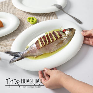 Vaisselle Chubby Ins Style porcelaine assiette à Dessert sens avancé pour café petit déjeuner assiette à poisson domestique assiette Internet - Product Image 3