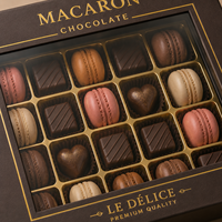 Boîte cadeau en carton avec couvercle supérieur et base inférieure, impression personnalisée en gros, insert en papier pour macarons et chocolats, avec fenêtre en PVC