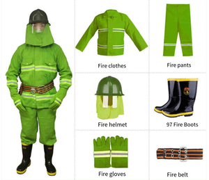 Conjunto de 5 Piezas de Traje de Bombero, Chaqueta, Pantalones, Casco, Guantes y Botas de Materiales Nomex Aramid Resistentes al Fuego - Product Image 6