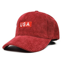 Venta al por mayor de estilo Polo Clásico deportivo informal liso 6 paneles estructurado ajustable personalizado bordado EE. UU. gorra de béisbol de pana sombrero