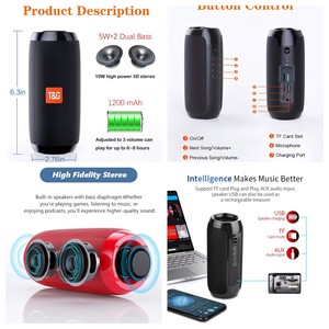 OEM T&amp;G TG117 <strong>Speaker</strong> Outdoor Mini Wireless for V5.3 Waterproof <strong>Speaker</strong> with <strong>USB</strong> TF/SD Support 10-15h Battery Life - Product Image 2