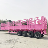 Semi-remorque à 4 essieux pour le transport de bétail et de marchandises, capacité de 80 tonnes, avec clôture à piquets, pour le transport de céréales, de bétail et de légumes