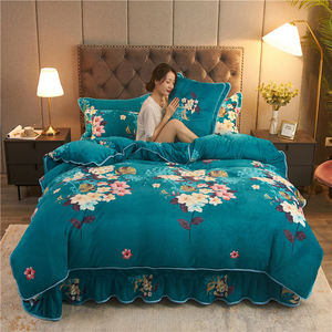 طقم أغطية سرير جديد رائج من صني تكستايل، قماش فليس مطبوع، 4 قطع: غطاء لحاف + ملاءة سرير + غطاء وسادة، مقاس كينج، دافئ - Product Image 3