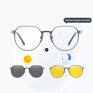 Best Selling Square Black Day and Night <strong>Glasses</strong> Magnetic Mirror Traveling Sunglasses TAC Polarized Sunglasses for Men - Product Image 3