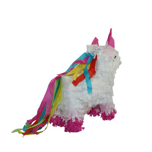 Venta al por Mayor de verano al aire libre blanco y rosa diseño unicornio caballo en forma de papel piñata para chico fiesta - Product Image 3