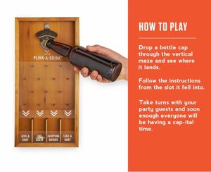 Ouvre-bouteille et attrape-bouteille <span class=keywords><strong>mural</strong></span> en bois moderne pour la location ou boire de la bière Casquette de <span class=keywords><strong>jeu</strong></span> à boire élégante - Product Image 3