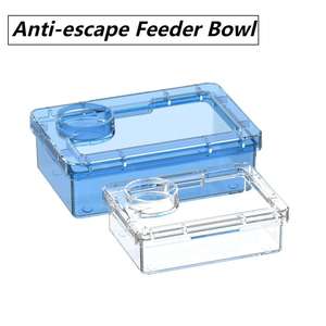 Tianbo Bol d'alimentation pour reptiles en plastique transparent Cadre anti-évasion bleu et blanc et fournitures d'insectes vivants pour reptiles et amphibiens - Product Image 2