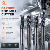 Fraise à queue en carbure HYGOAL, sur mesure, pour usinage CNC de métaux, disponible en 2 et 4 dents