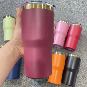 แก้วเคลือบสีทองชมพูส้มน้ำตาลเขียวโรสโกลด์ทองแดงขนาด 20 ออนซ์ พร้อมฝาเลื่อน - Product Image 1