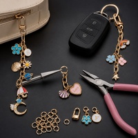 Kit de breloques DIY Meetee BB194, accessoires pour porte-clés en métal avec chaînes, anneaux et crochets pour la création de bijoux faits main et la décoration de sacs