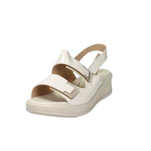 Sandalo con Zeppa Cinzia Soft da Donna, Beige e Oro, Stile Comfort con Plateau - Product Image 1