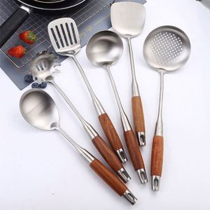 <b>Kitchen</b> 304 Stainless Steel Cooking Utensils Set Spatula and Ladle with Wooden Handle <b>Gadgets</b> Kitchenware - Product Image 1