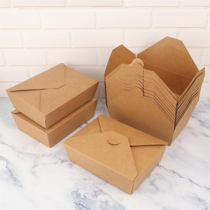 Embalaje desechable para llevar, caja de comida de fideos Kraft, contenedor desechable de reciclaje personalizado, caja de papel Kraft para comida rápida de fideos para ensalada - Product Image 1