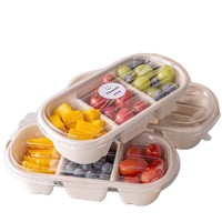 Boîte à lunch et boîte à dessert/gâteau jetables en papier, trois compartiments, trois saveurs, style Net Red, trois pièces