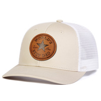 Casquette de camionneur avec patch en cuir gaufré 'Meilleur Papa' étoile, bicolore, en coton et maille, 6 panneaux, visière courbée, unisexe, logo personnalisé, OEM, vente en gros
