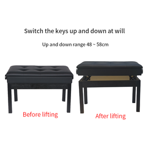 Silla de <span class=keywords><strong>Piano</strong></span> Doble BA-223 de HEBIKUO Factory Outlet, Altura Ajustable, Fácil de Limpiar, de Cuero, Cómoda, con Librero - Product Image 4