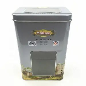 Wholesale luxury custom design square empty metal tea tin packaging box with window