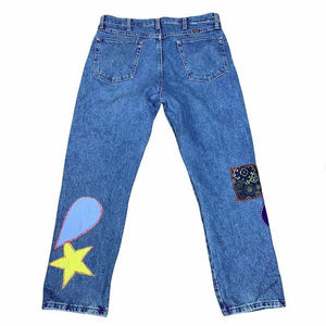 DiZNEW Jeans mode femme haute qualité patchwork bord <span class=keywords><strong>brut</strong></span> Baggy Blue <span class=keywords><strong>Mom</strong></span> - Product Image 2