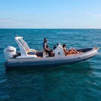 Bateau semi-rigide Hypalon Premium 5,8 m (19 pieds) à coque en fibre de verre en V profond, console centrale, bateau d'exploration gonflable rigide, Yacht Noir