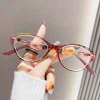 Lunettes de lecture œil de chat Floral Anti-lumière bleue Lunettes presbytes élégantes pour femmes Lunettes de lecture style rétro