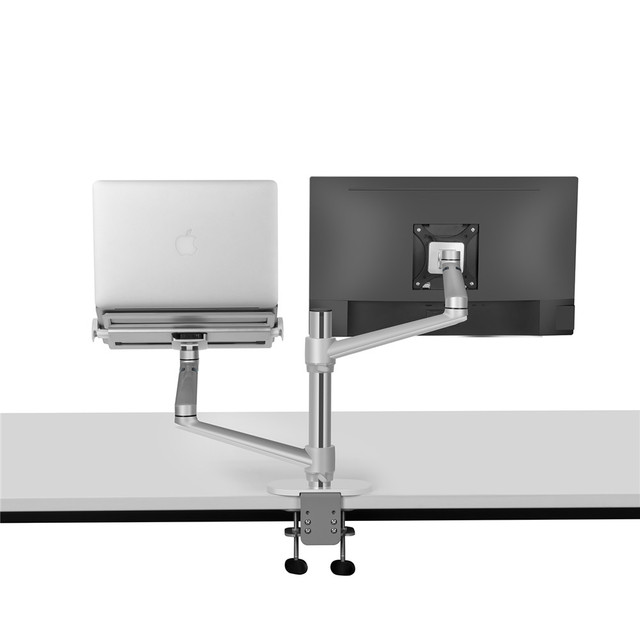 Aluminum Computer Screen Monitor Holder 360 Degree Rotate Dual Arm Monitor Stand
