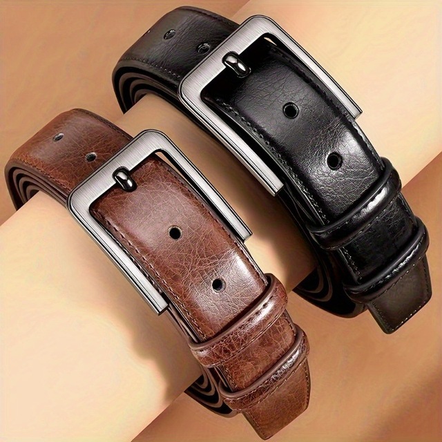 Classic Men's Leather Belt with Alloy Pin Buckle 3.5cm Width Casual Vintage for Jeans Business Leisure OEM