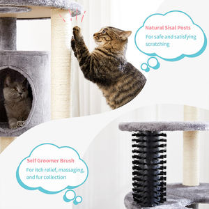 MADE 4 PETS 153 cm Hoher Moderner Grauer Kratzbaum 5-Ebenen Holz <span class=keywords><strong>Sisal</strong></span>-Kratzstämme Katzenhöhle Hängematte für Große Rassen und Hauskatzen - Product Image 5