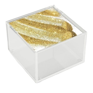 YAGELI Custom Clear Acrylic Glitter Storage <b>Box</b> with Custom Logo Silk-Screen Printed Custom Size for Home & Office Use - Product Image 1