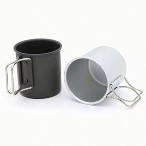 Bulk Aluminum Alloy Camping Mugs-Durable 300mL Travel <b>Coffee</b> Cup with <b>Folding</b> Handle for All Seasons Outdoor Use - Product Image 4