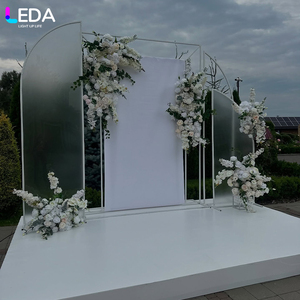Arco de metal blanco personalizado de alta calidad LEDA con hilera de flores para decoración de bodas y fiestas - Product Image 2