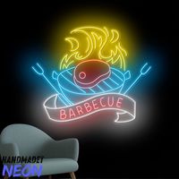 Enseigne au néon LED personnalisée pour magasin de grillades de viande, logo d'entreprise personnalisé, design de logo de restaurant, décoration de restaurant, lumières au néon LED