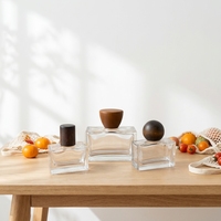 Flacon de parfum vide de luxe personnalisé, rectangulaire et plat, avec pulvérisateur à sertir, 30ml 50ml 100ml, en verre, couleur personnalisée
