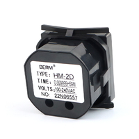 HM-2D Penghitung Jam 0-999999H59M Layar Digital Persegi Hitam LED 8-bit 100-240V AC Penghitung Waktu