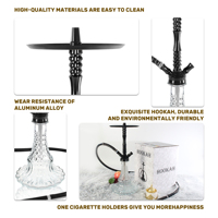Luxe turc Shisha 18.5*48cm tuyau unique arabe narguilé Shisha orné sculpture bleu bouteille en verre Hooka alliage d'aluminium narguilés ensemble