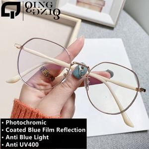 نظارات نسائية دائرية بسيطة متغيرة اللون مع عدسات سريعة التحول وانعكاس أزرق وإطار معدني دائري بتصميم عين القطة 2026 تشينغتشينغ - Product Image 2