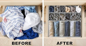 Organisateur de tiroir pliable en tissu pour soutiens-gorge, chaussettes et sous-vêtements, séparateur de vêtements pour armoire et placard - Product Image 5