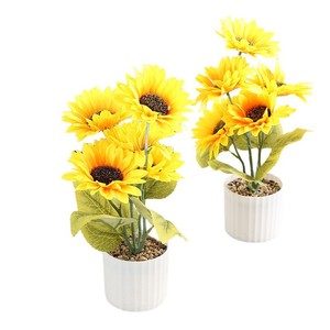 Tournesols en pot en pierre artificielle pour la décoration intérieure, présentation sur table, accessoires de photographie florale - Product Image 5