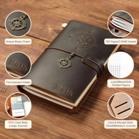 Journal en cuir personnalisé, mini journal de voyage relié en cuir, journal rechargeable, carnet en cuir, cadeaux de voyage pour lui et elle